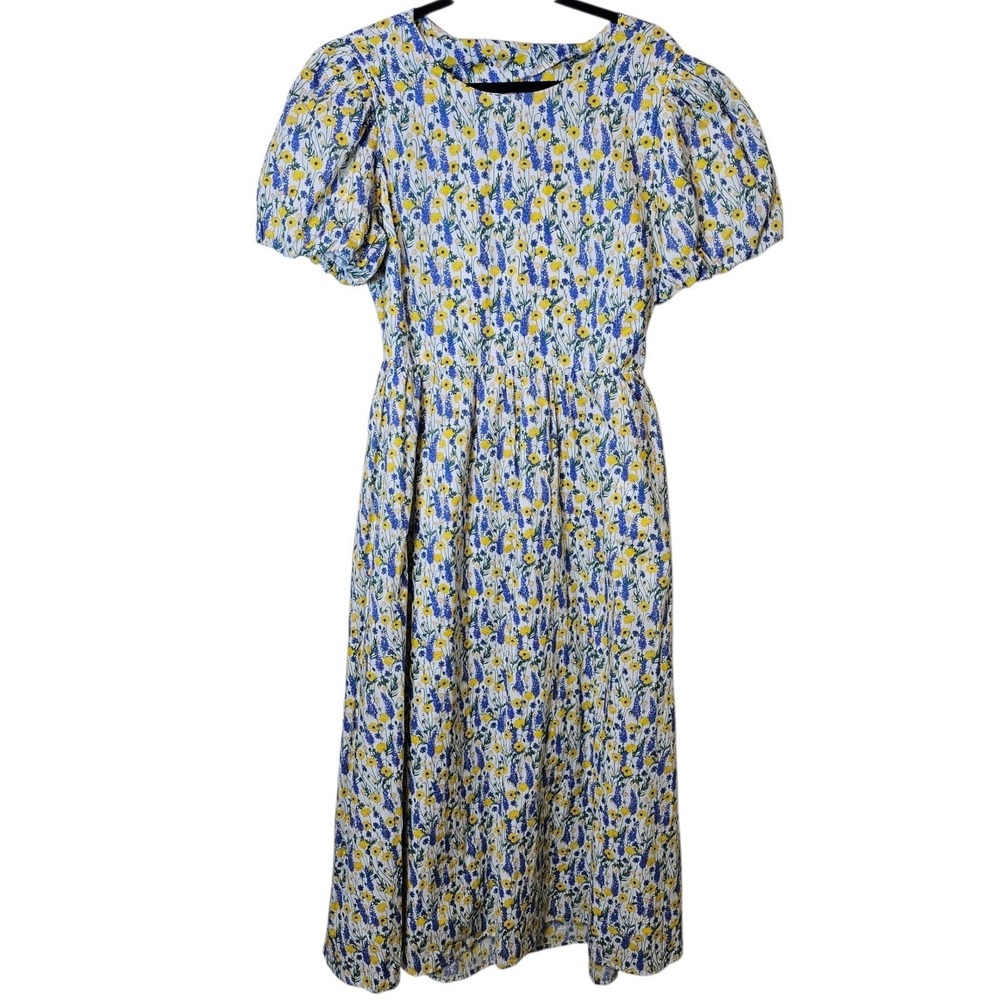 Hyacinth House XL Nicole‎ Floral Maxi Dress Puff Sleeve Open Back Tuckernuck - Picture 2 of 11